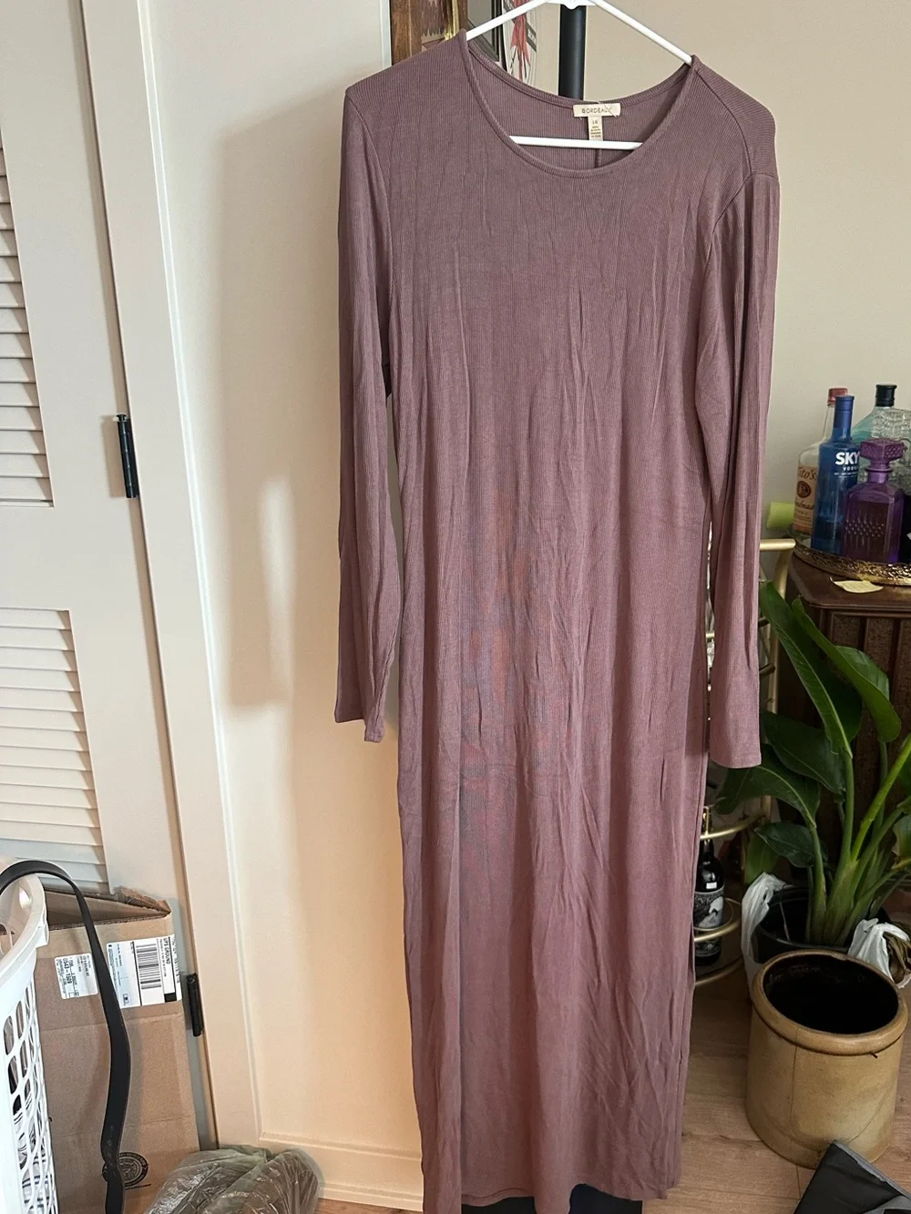 Anthropologie Bordeaux Long-Sleeve Maxi Dress